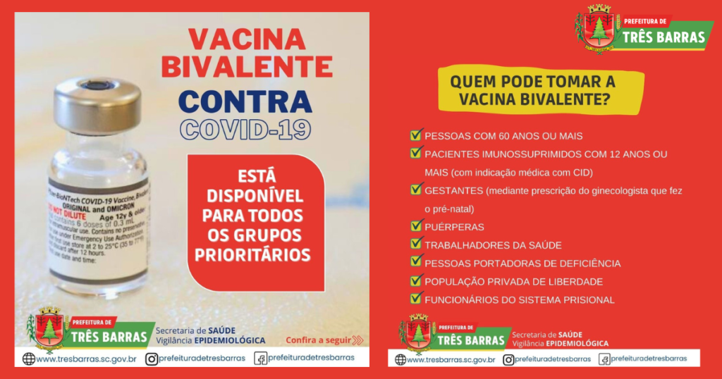 Vacina bivalente contra a covid-19 está disponível para todos os grupos prioritários