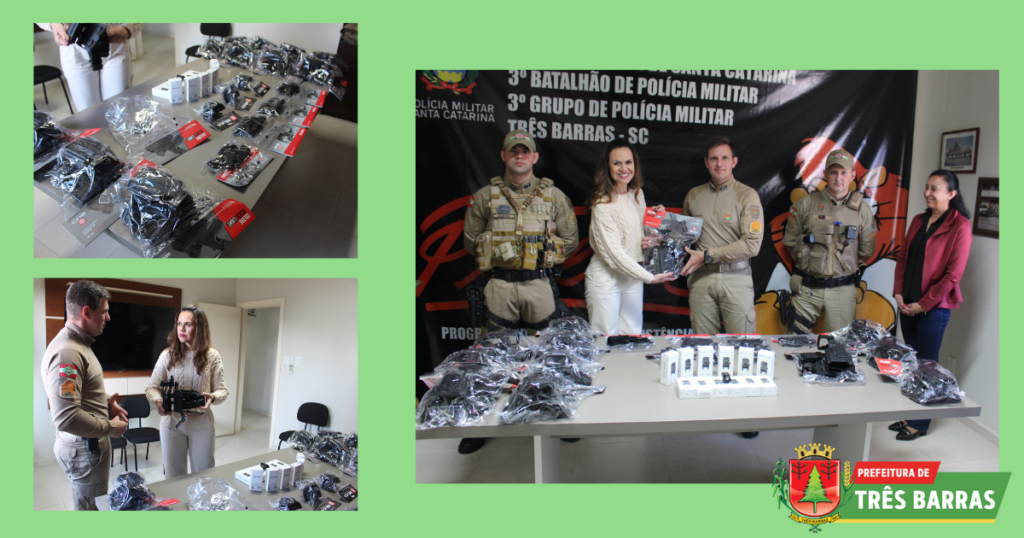 Policiais militares recebem equipamentos comprados através de convênio com a Prefeitura de Três Barras