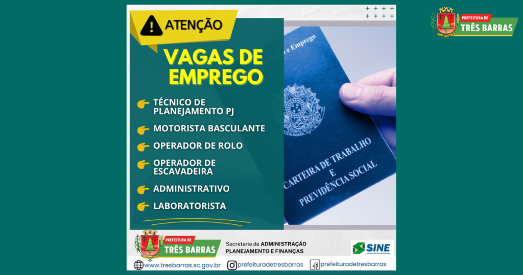 SINE de Três Barras dispõe de 09 vagas para profissionais com experiência comprovada