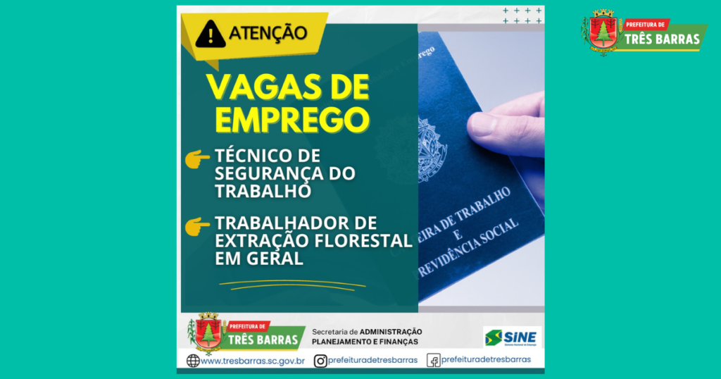 SINE dispõe de vagas para técnico de segurança do trabalho e trabalhador de extração florestal em geral