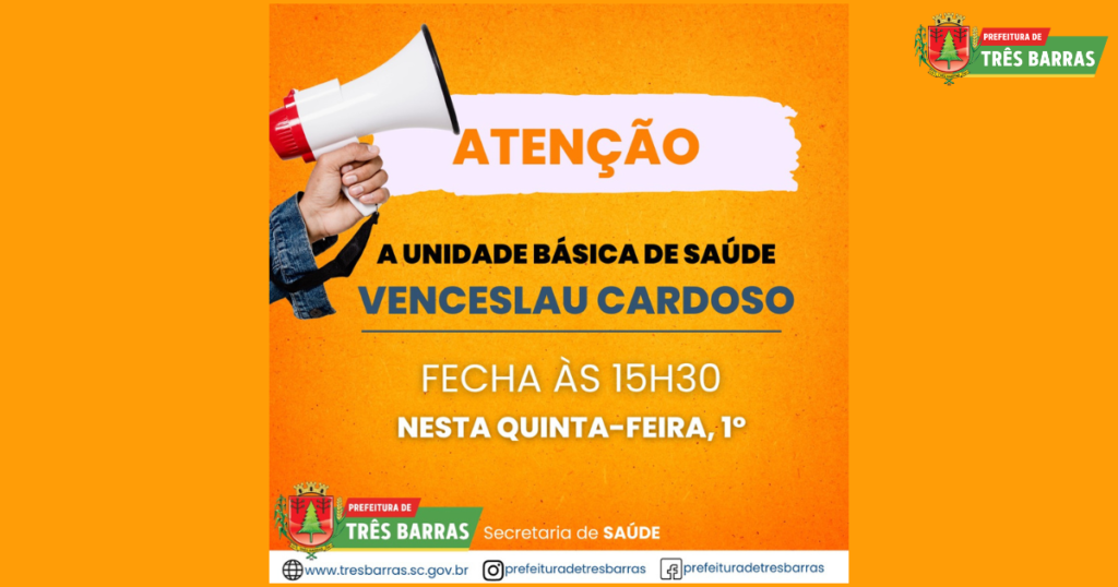 Unidade de saúde Venceslau Cardoso terá expediente reduzido nesta quinta-feira, 1° de junho