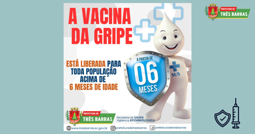 Vacina da gripe está liberada a toda população acima de 06 meses de idade