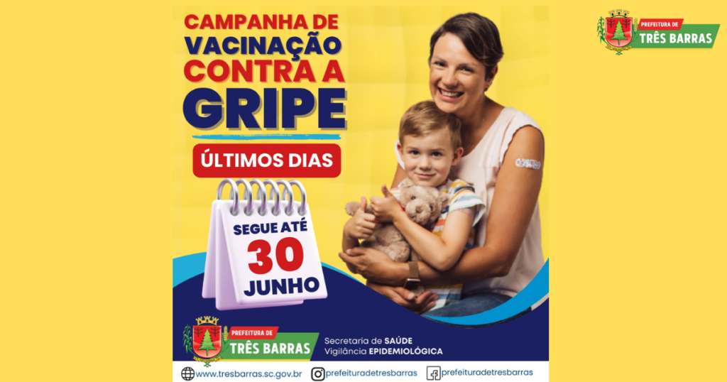 Três Barras já vacinou 50,78% dos grupos prioritários contra a gripe; campanha segue até o dia 30