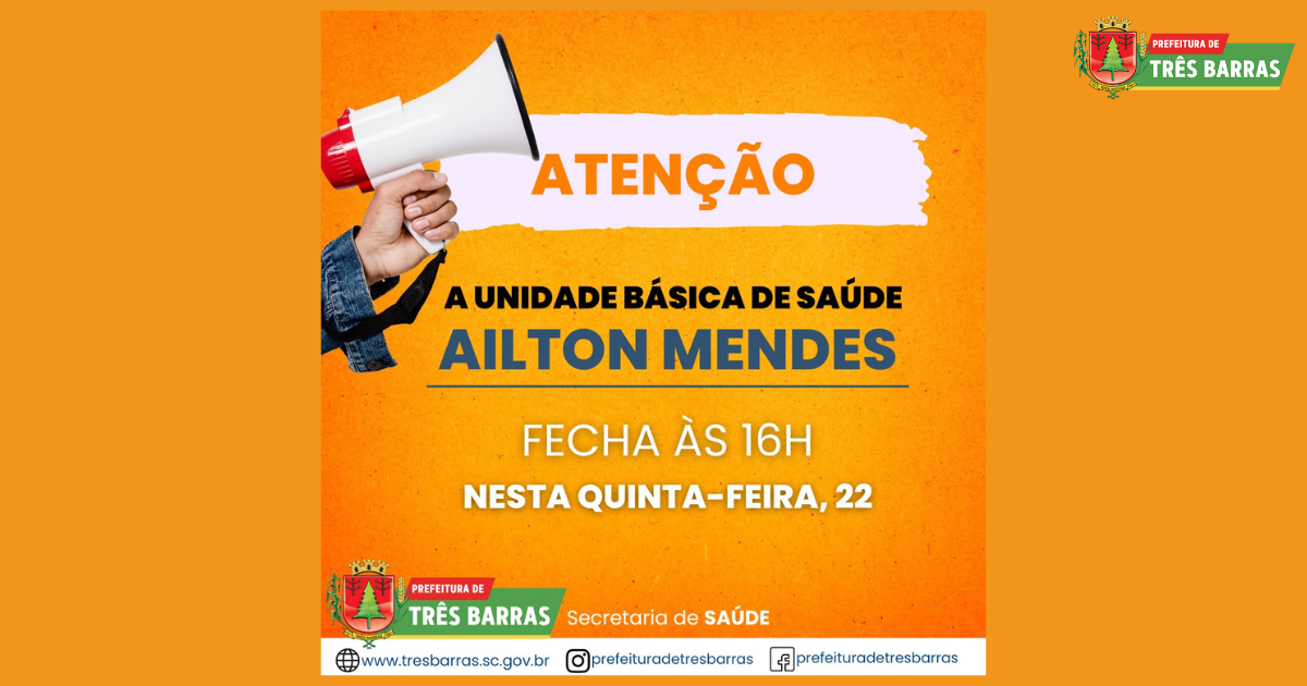 Unidade básica de saúde Ailton Mendes fechará às 16h nesta quinta-feira