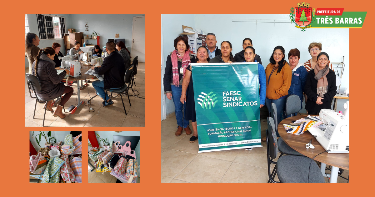 Pessoas assistidas pelo PAIF, em Três Barras, participam de curso de costura criativa