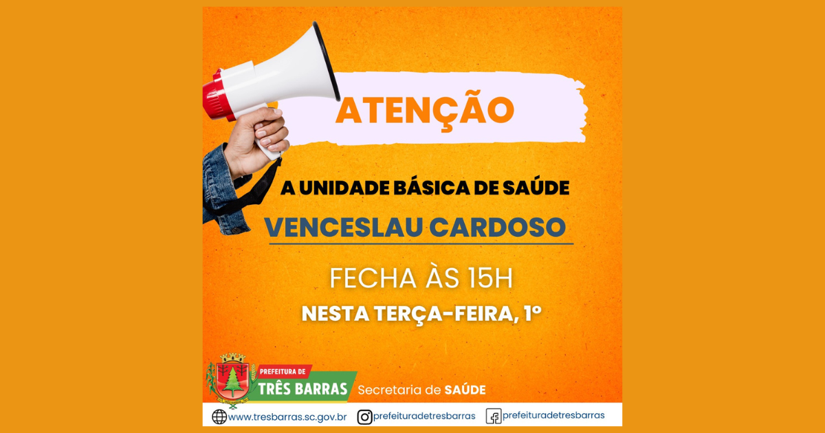 Unidade básica de saúde Venceslau Cardoso estará aberta só até às 15h nesta terça-feira, 1° de agosto