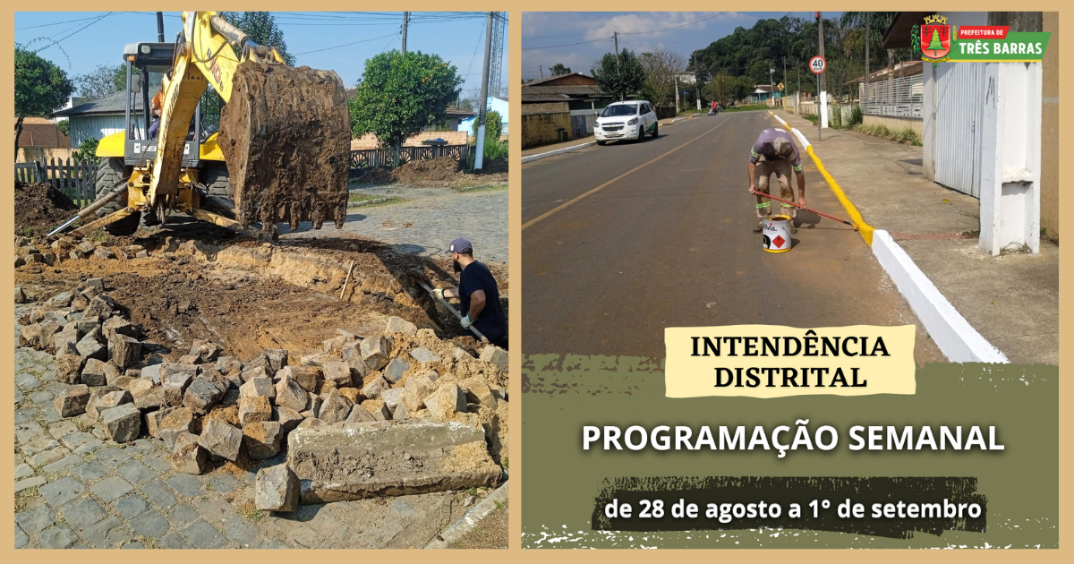 Confira o cronograma de trabalhos desta semana para o distrito de São Cristóvão
