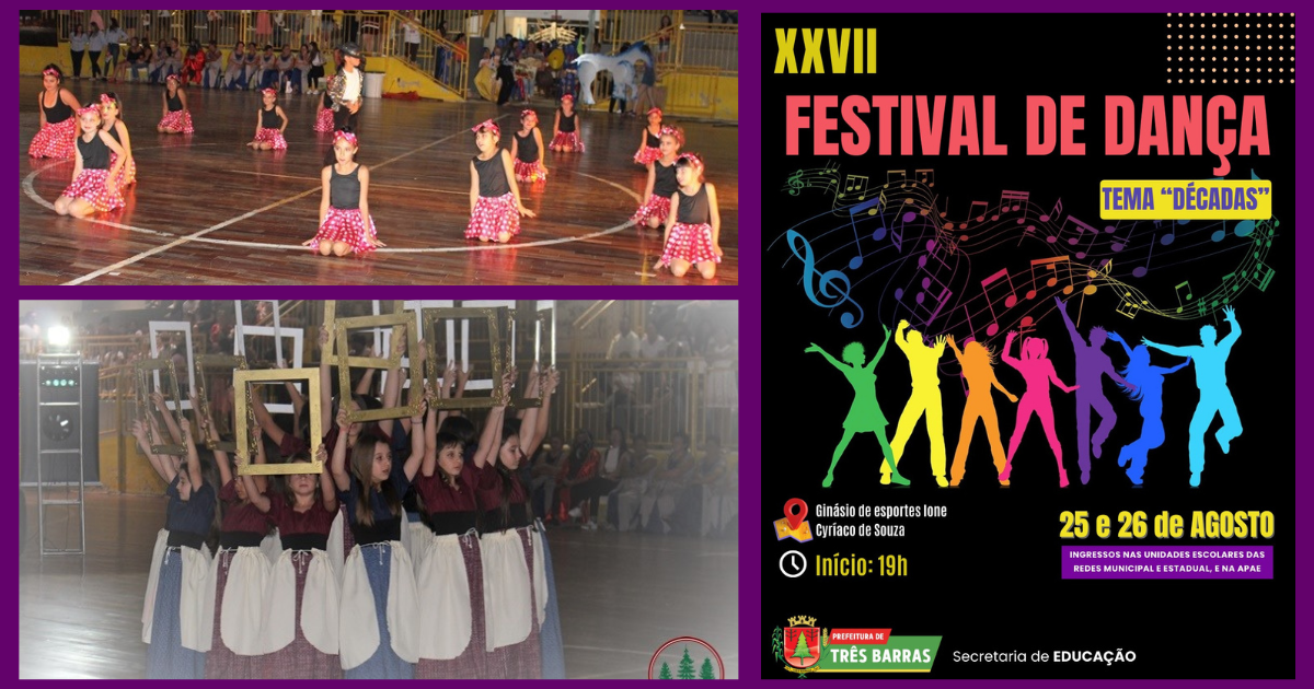 XXVII Festival de Dança promete agitar Três Barras nos dias 25 e 26 de agosto