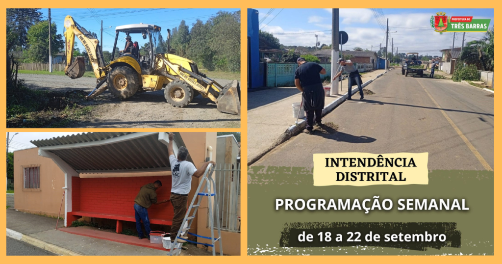 Atenção para o cronograma semanal de serviços da Intendência Distrital do São Cristóvão