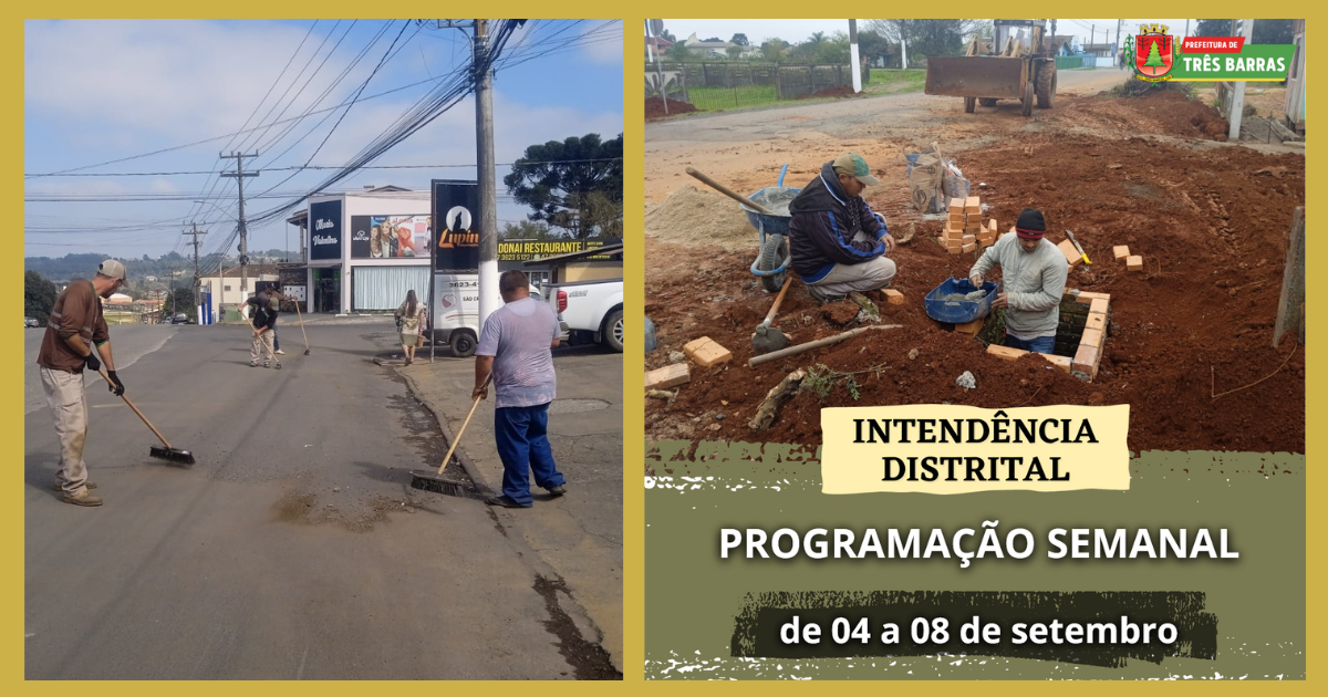 Fique por dentro do cronograma de trabalhos da Intendência Distrital para esta semana