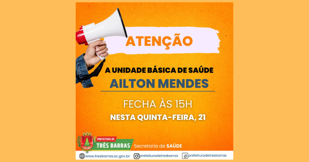 Unidade de saúde Ailton Mendes fechará às 15h nesta quinta-feira, 21
