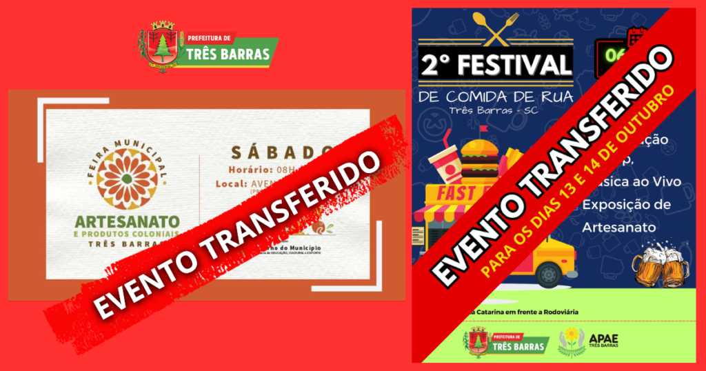 Fundação Cultural transfere eventos que aconteceriam em Três Barras neste final de semana