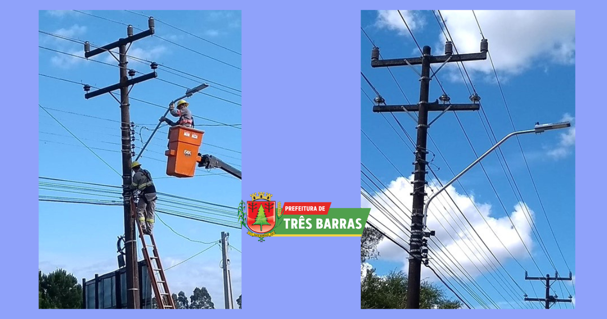 Modernização: lâmpadas comuns com defeito serão substituídas por luminárias de LED em Três Barras