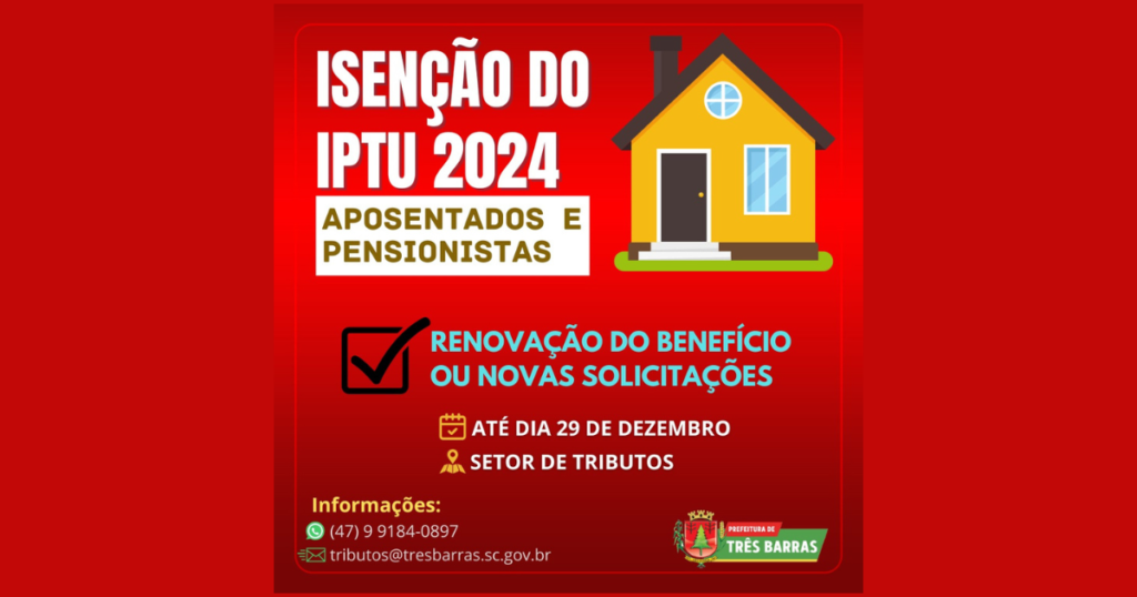 Atenção: aposentados e pensionistas têm até 29 de dezembro para renovar ou solicitar a isenção do IPTU pela primeira vez