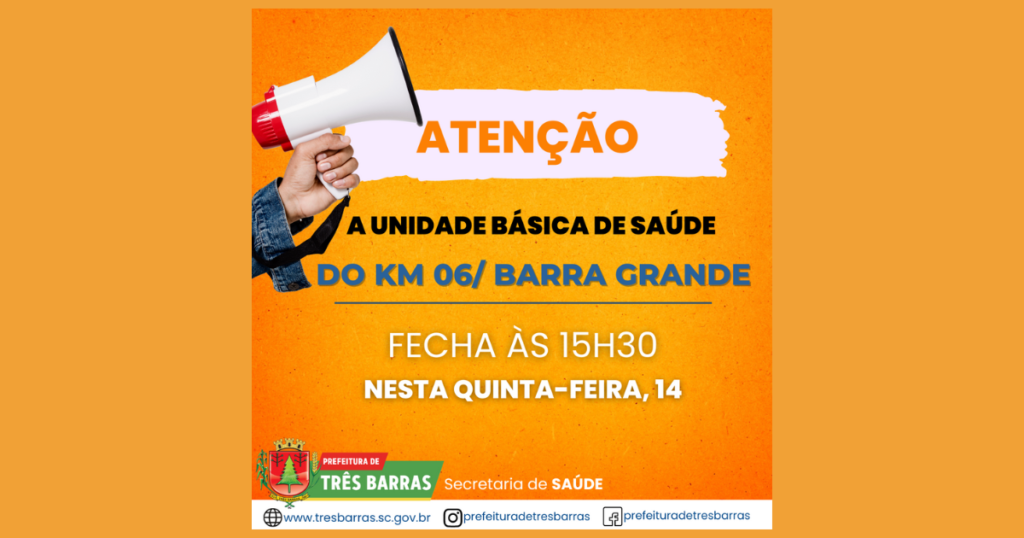 UBS do Km 06/ Barra Grande funcionará em horário reduzido nesta quinta, dia 14