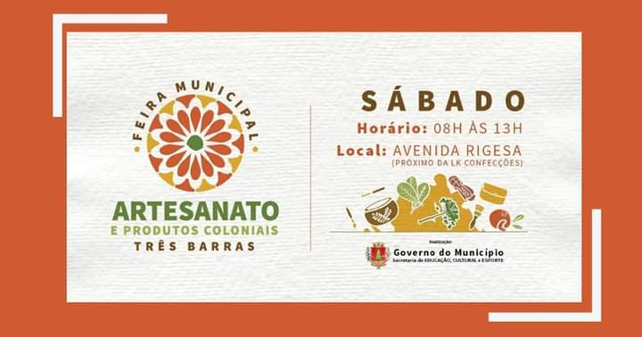 NESTE SÁBADO, DIA 06, TEM NOVA EDIÇÃO DA FEIRA MUNICIPAL DE ARTESANATO E PRODUTOS COLONIAIS