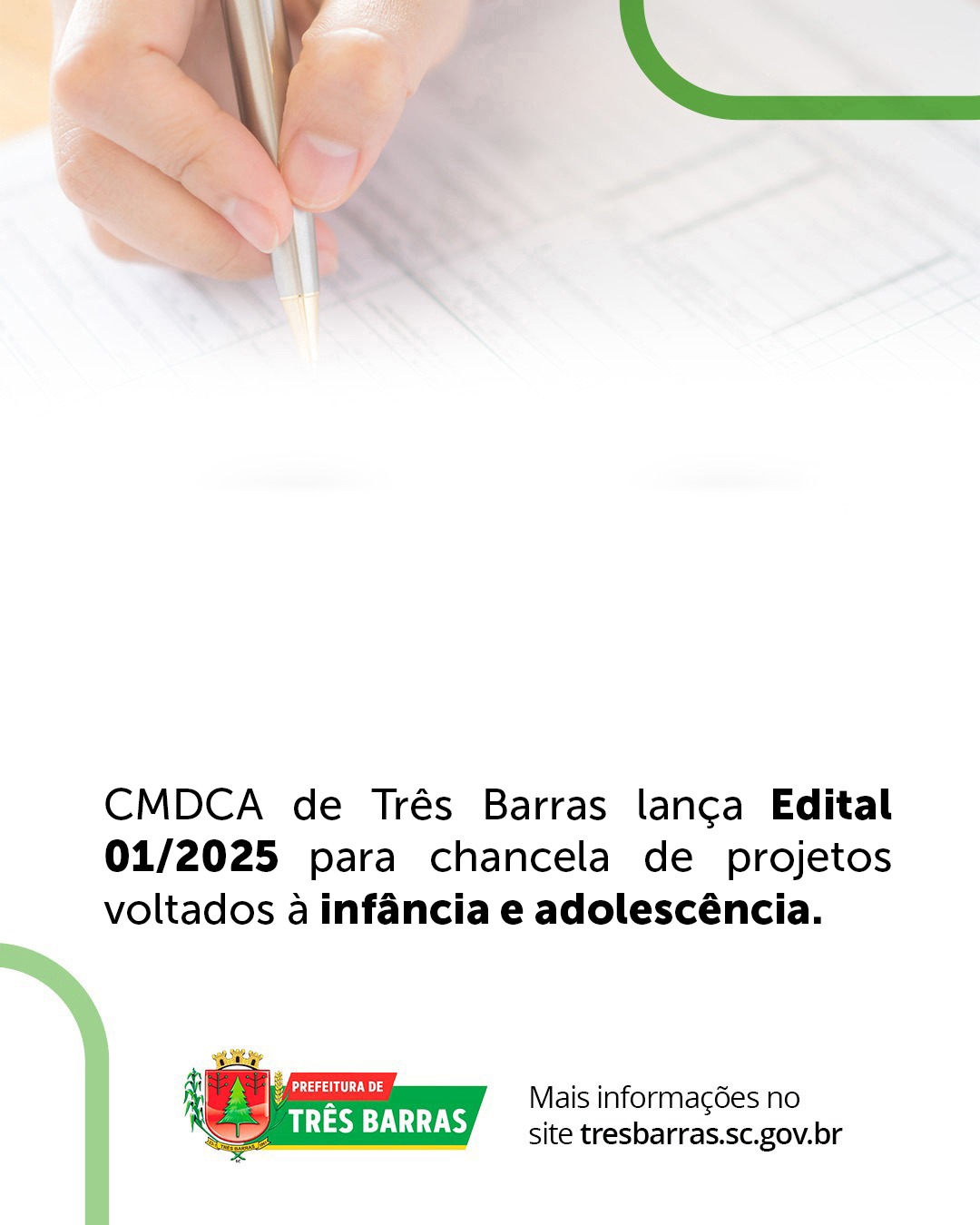 CMDCA de Três Barras lança Edital 01/2025 para chancela de projetos voltados à infância e adolescência
