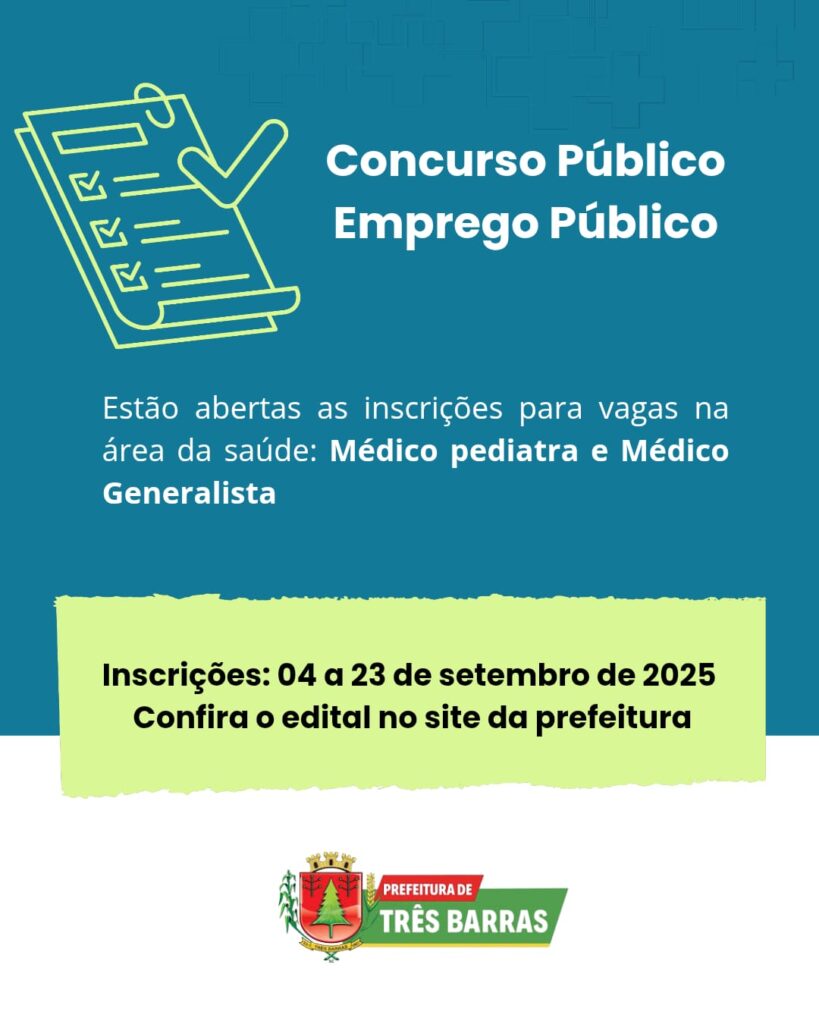 Prefeitura de Três Barras lança Edital para Concurso Público para Emprego Público Prefeitura de Três Barras lança Edital para Concurso Público para Emprego Público