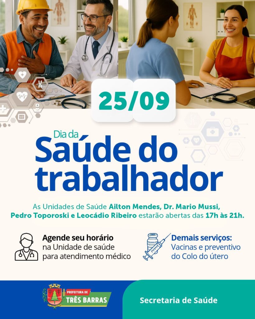 Saúde do Trabalhador: UBS com horário estendido em Três Barras Saúde do Trabalhador: UBS com horário estendido em Três Barras