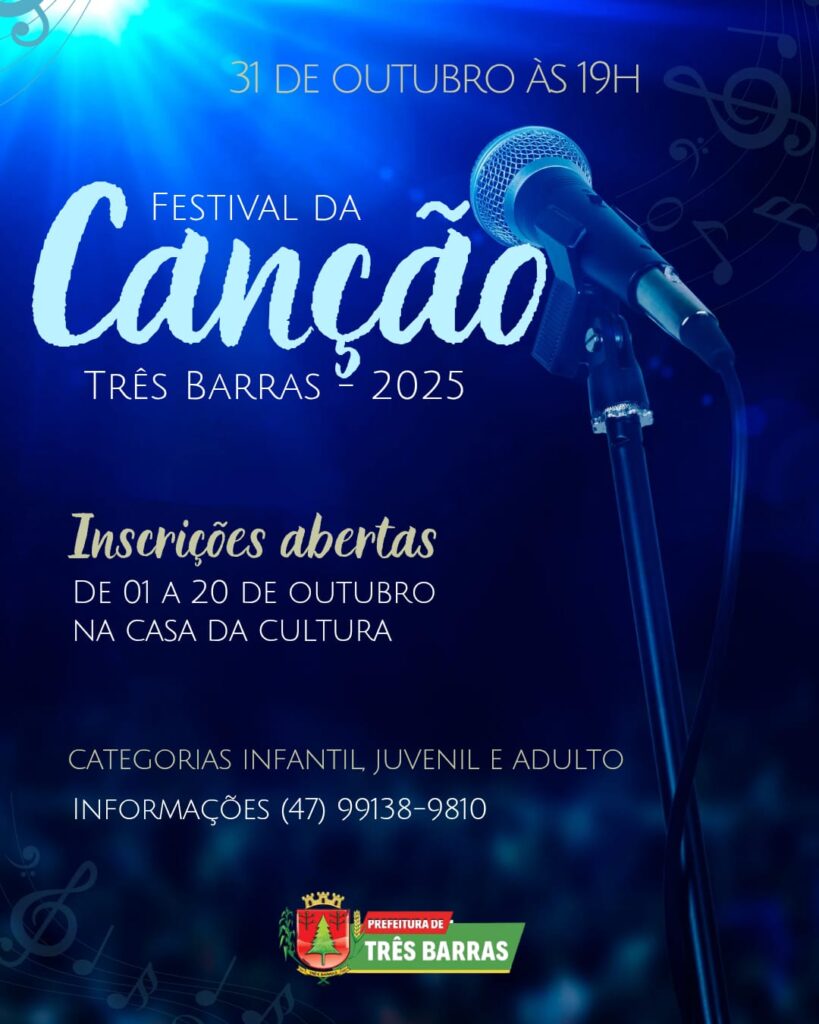 Três Barras abre inscrições para o Festival da Canção Três Barras abre inscrições para o Festival da Canção