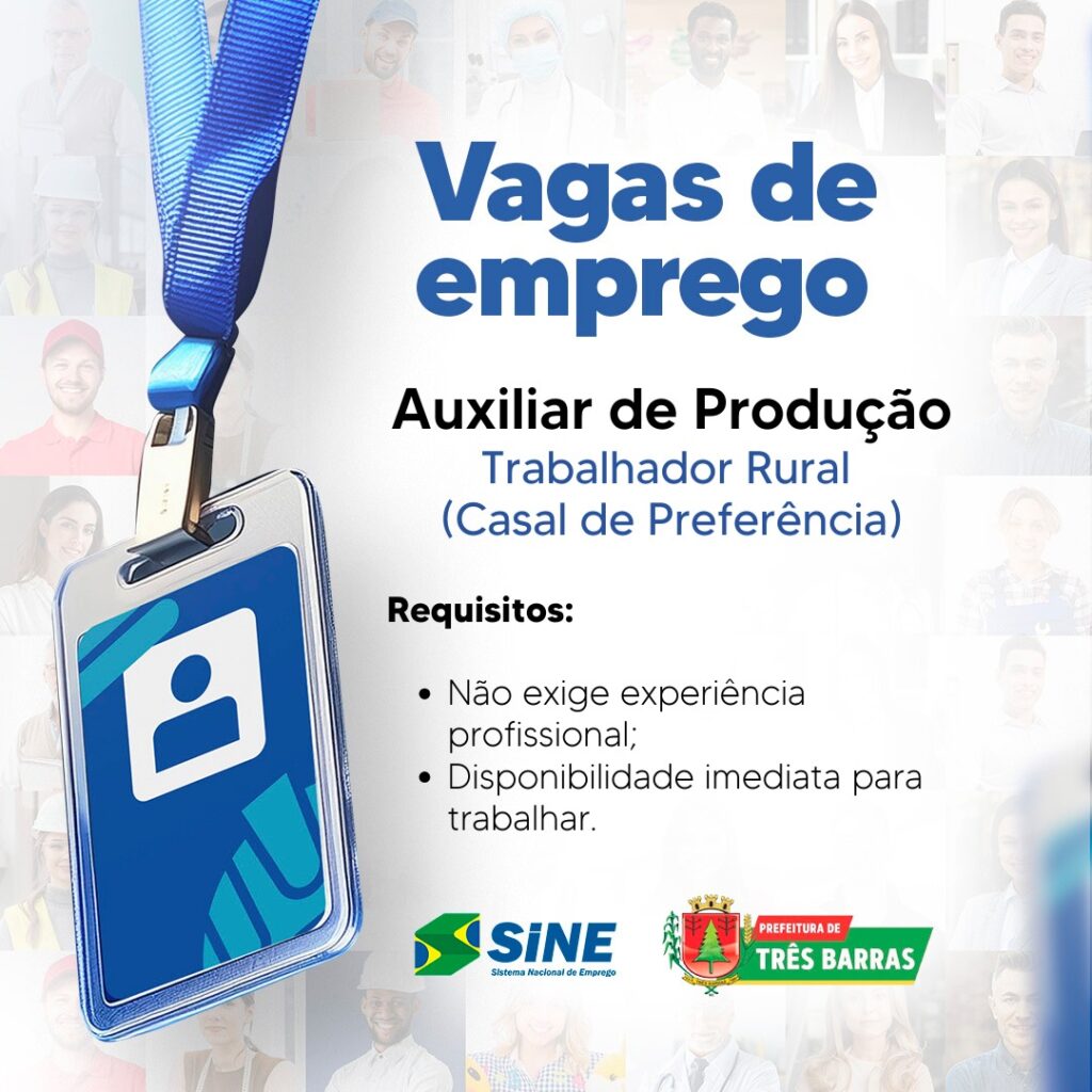 Posto do SINE de Três Barras oferta vagas de emprego Posto do SINE de Três Barras oferta vagas de emprego