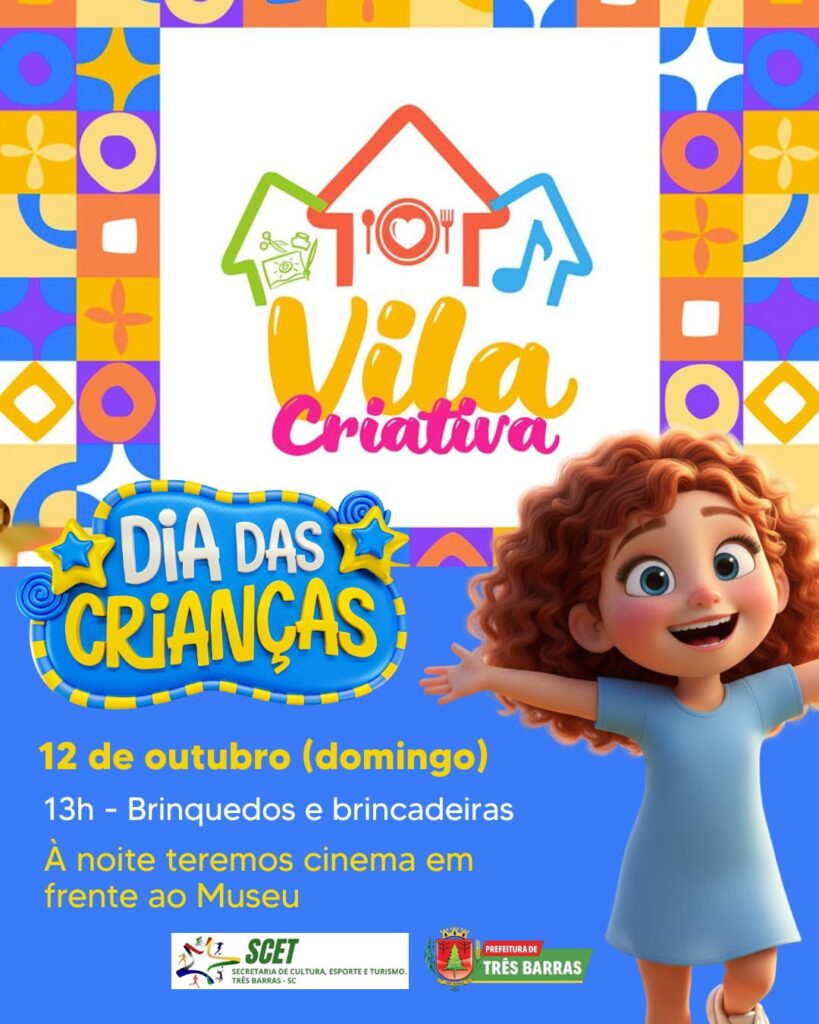 Vila Criativa e Cinema na Praça marcarão o próximo fim de semana, em Três Barras Vila Criativa e Cinema na Praça marcarão o próximo fim de semana, em Três Barras