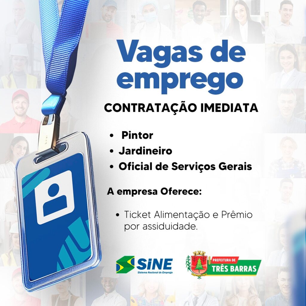 Posto do SINE de Três Barras dispõe de vagas de emprego Posto do SINE de Três Barras dispõe de vagas de emprego