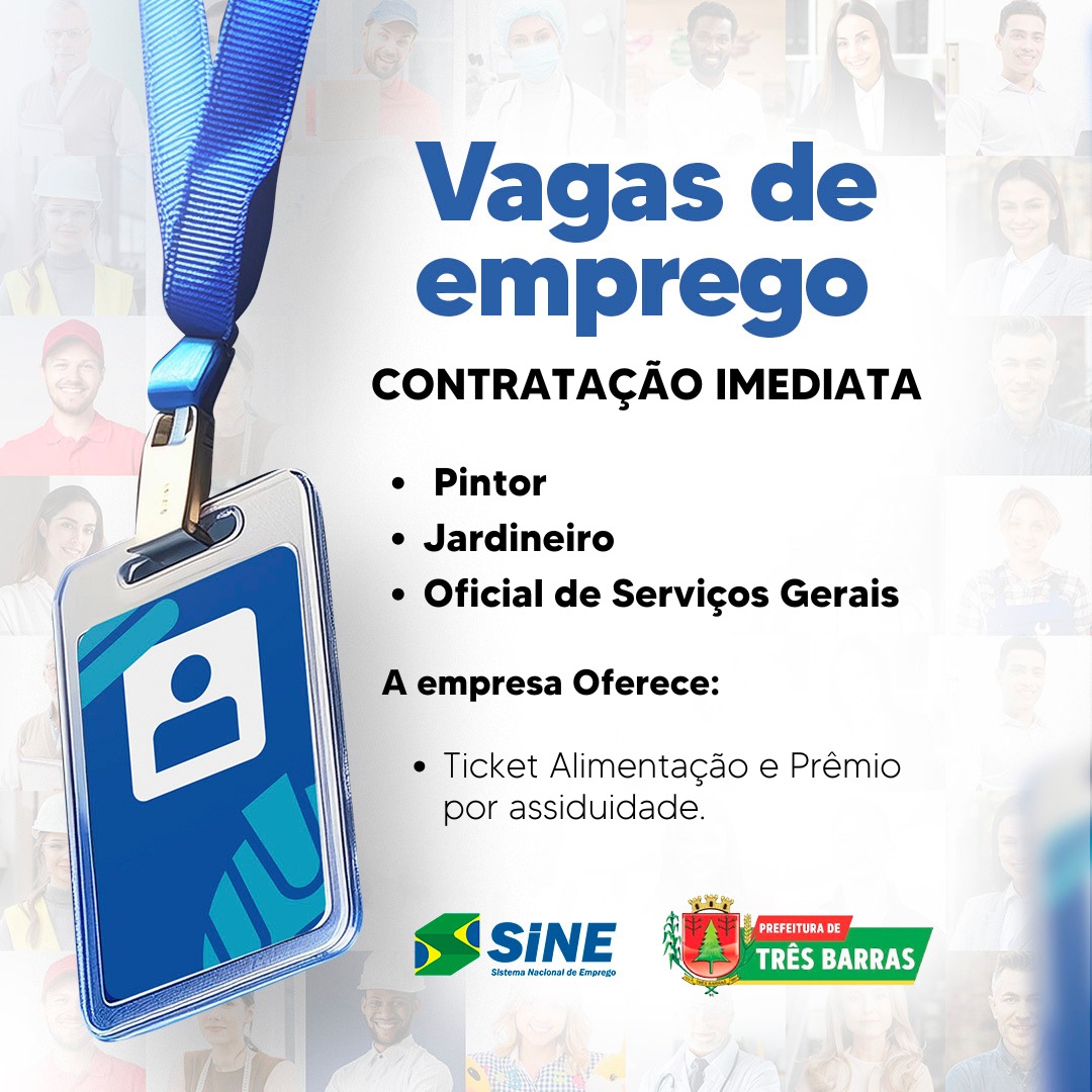 Posto do SINE de Três Barras dispõe de vagas de emprego