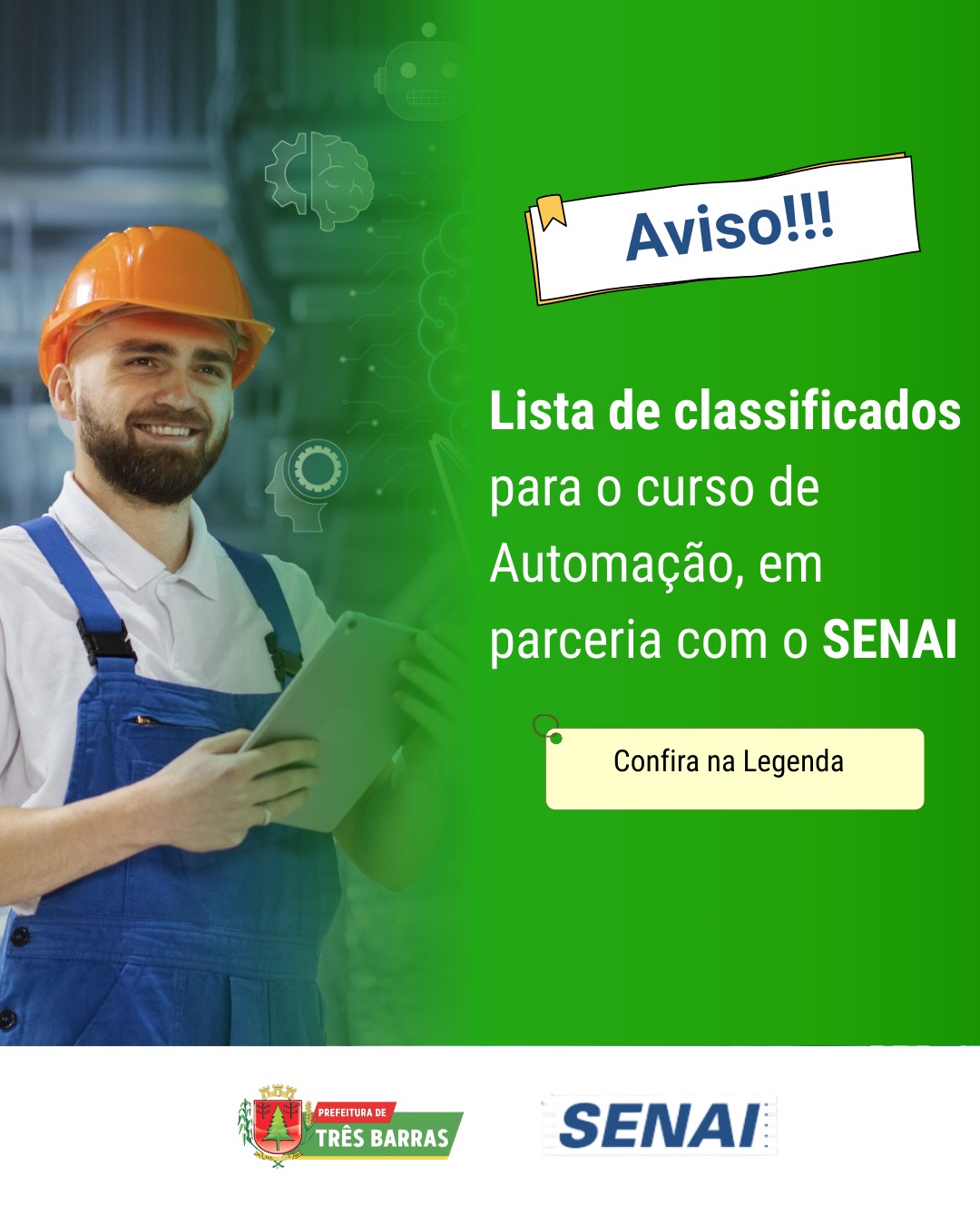 Três Barras divulga Lista de Classificados no Curso de Automação Industrial