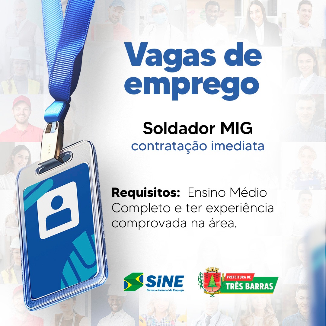 Posto do SINE de Três Barras dispõe de vaga de emprego