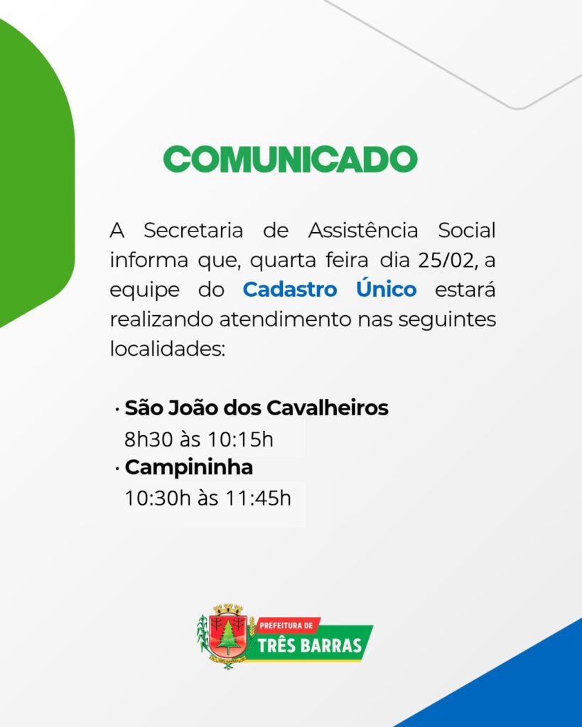 Secretaria de Assistência Social promove mutirão do Cadastro Único nesta quarta-feira (25) Secretaria de Assistência Social promove mutirão do Cadastro Único nesta quarta-feira (25)