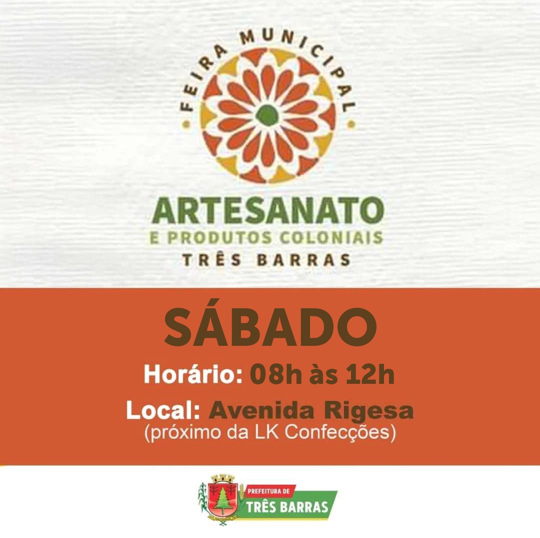 Três Barras promove nova edição da Feira de Artesanato e Produtos Coloniais neste sábado