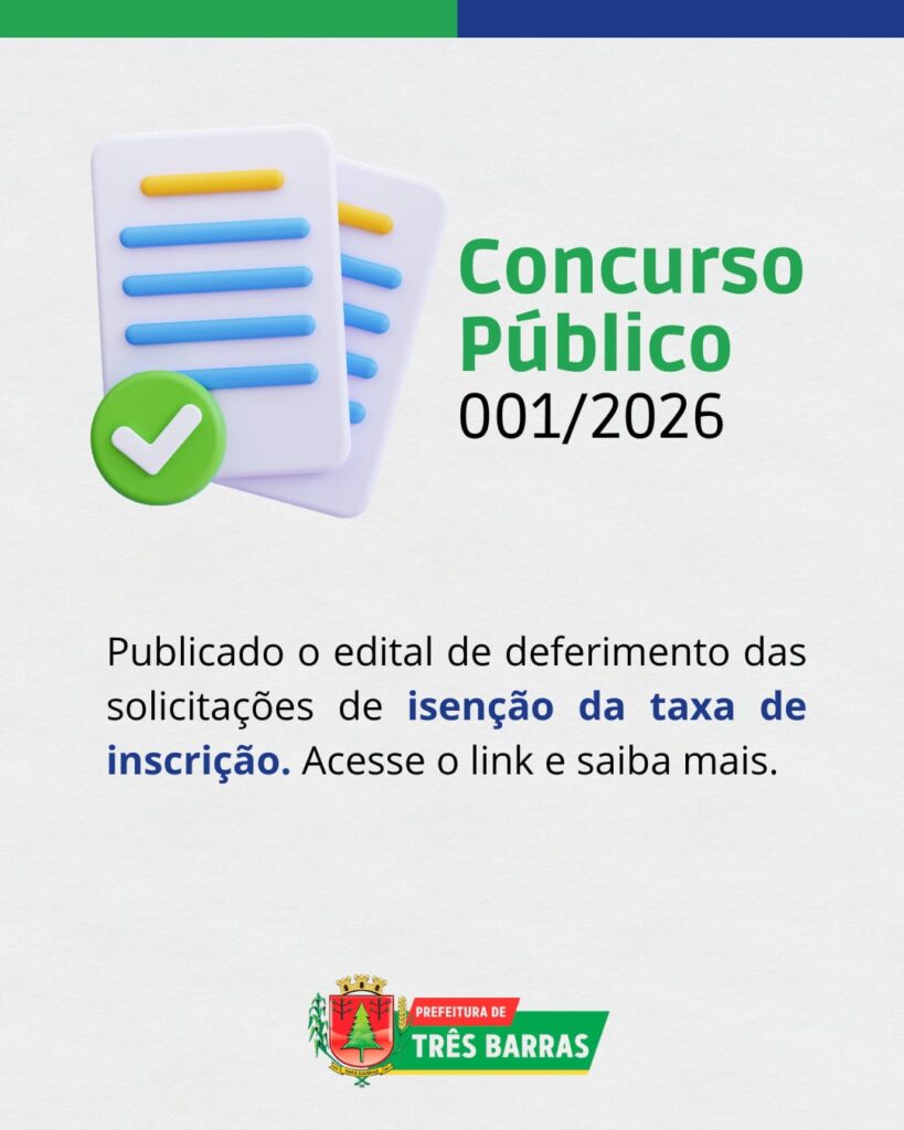 DEFERIMENTO DAS SOLICITAÇÕES DE ISENÇÃO DA TAXA DE INSCRIÇÃO CONCURSO PÚBLICO Nº 001/2026 DEFERIMENTO DAS SOLICITAÇÕES DE ISENÇÃO DA TAXA DE INSCRIÇÃO CONCURSO PÚBLICO Nº 001/2026