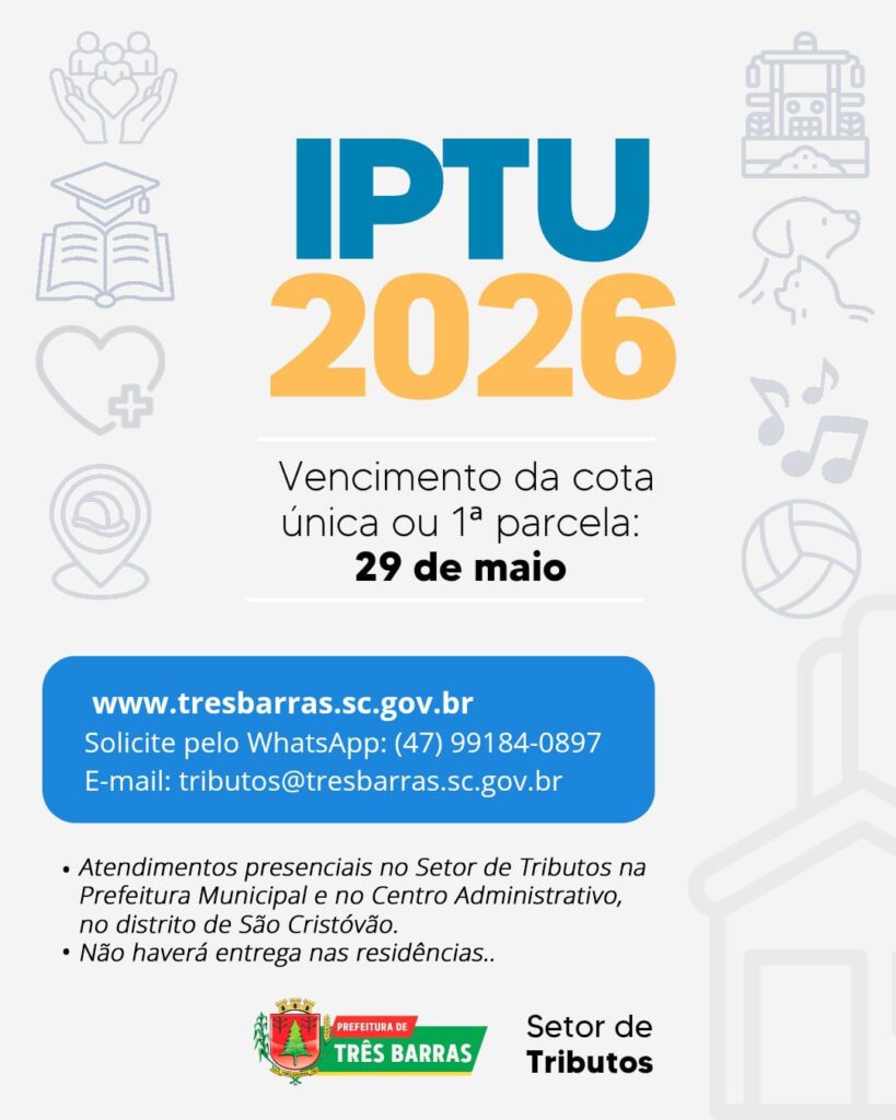 Prazo para o vencimento da cota única ou da primeira parcela termina em 29 de maio Prazo para o vencimento da cota única ou da primeira parcela termina em 29 de maio