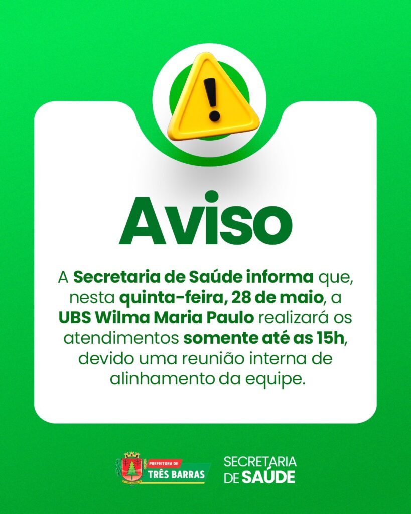 UBS Wilma Maria Paulo terá funcionamento reduzido nesta quinta-feira (28) UBS Wilma Maria Paulo terá funcionamento reduzido nesta quinta-feira (28)