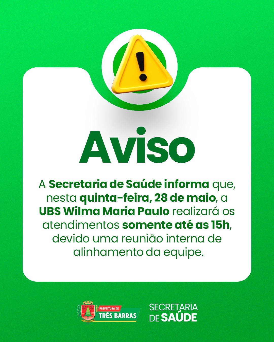 UBS Wilma Maria Paulo terá funcionamento reduzido nesta quinta-feira (28)