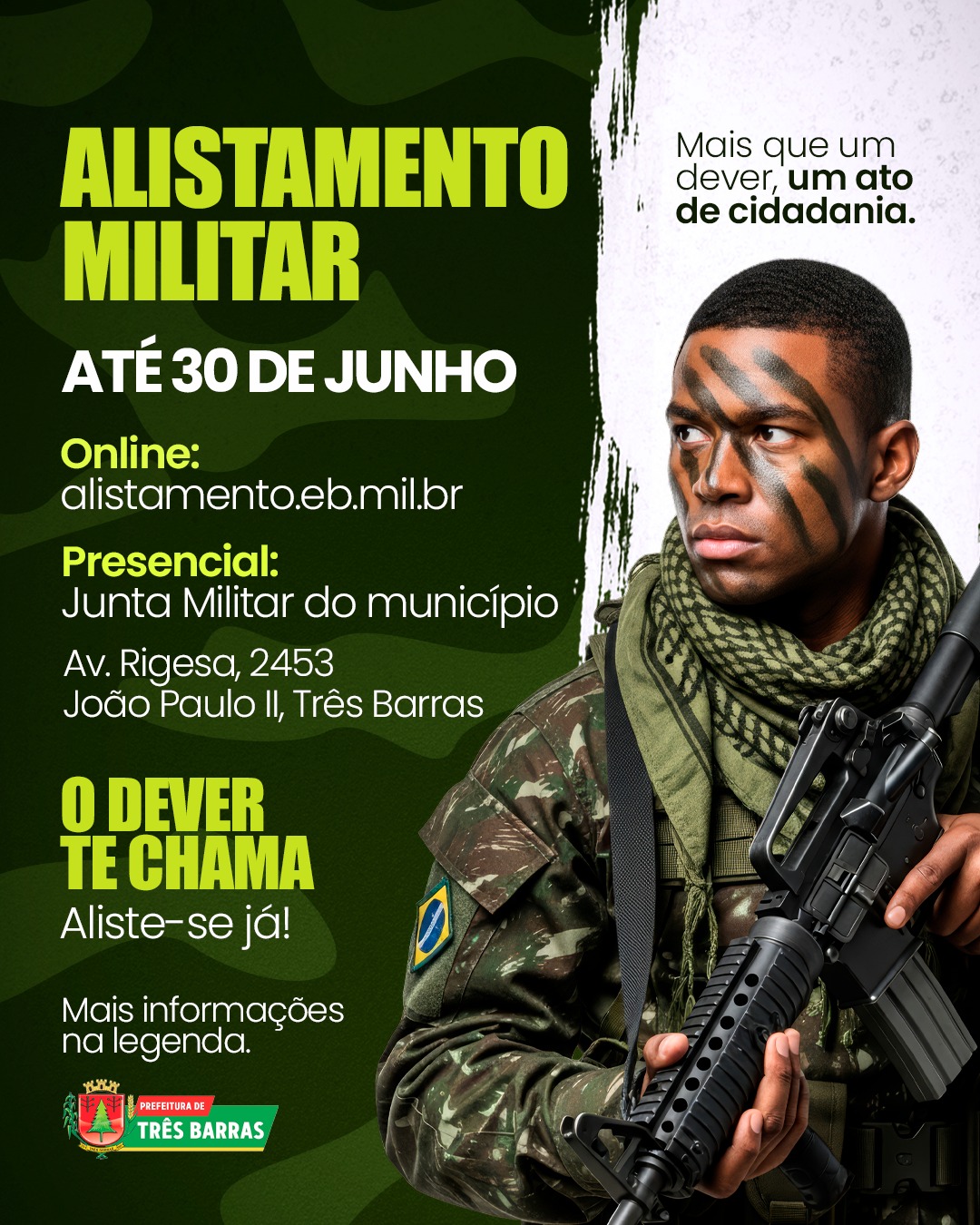 Prazo para o alistamento segue até o dia 30 de Junho