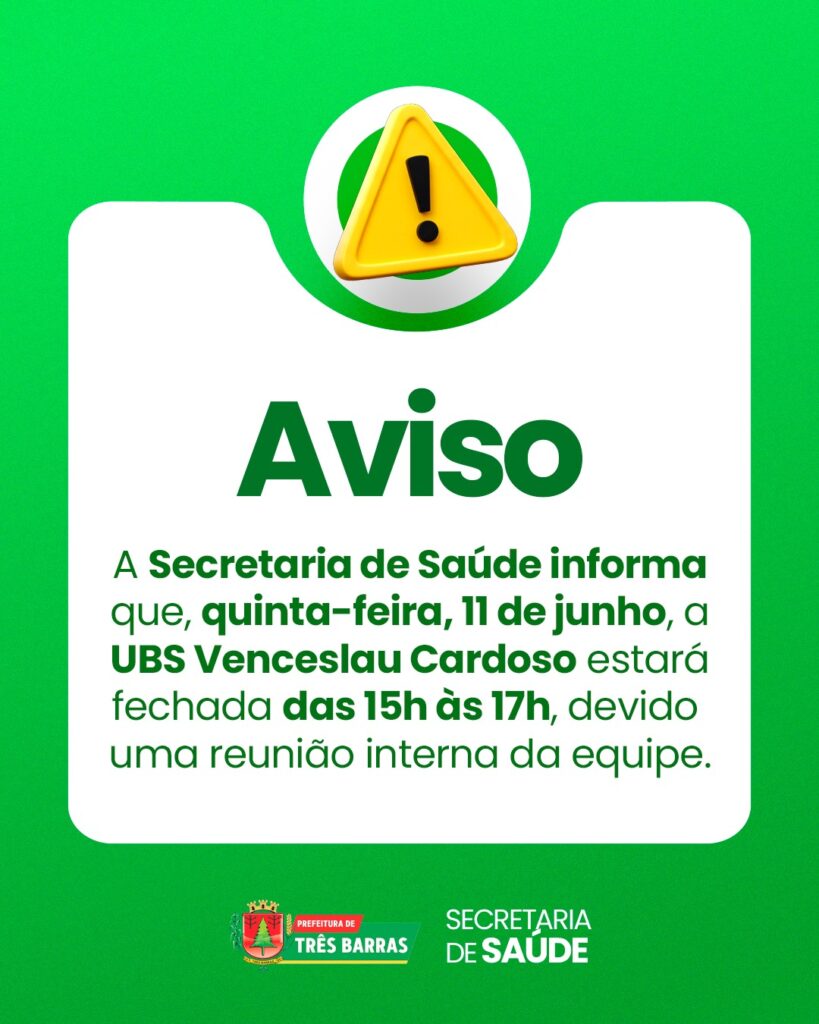 UBS Venceslau Cardoso no São Cristóvão terá atendimento reduzido nesta quinta-feira, 11 UBS Venceslau Cardoso no São Cristóvão terá atendimento reduzido nesta quinta-feira, 11