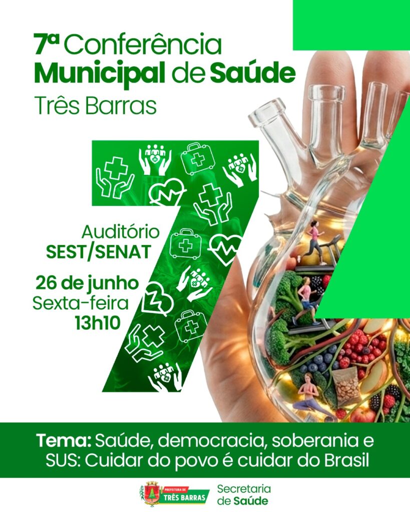 Três Barras realiza no dia 26 de Junho a 7ª Conferência Municipal da Saúde Três Barras realiza no dia 26 de Junho a 7ª Conferência Municipal da Saúde