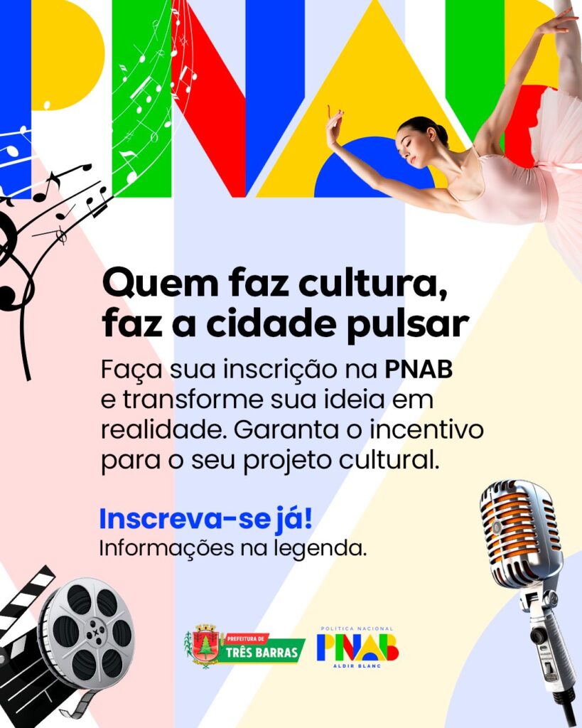 Três Barras abrirá período para o envio de projetos à Política Nacional Aldir Blanc