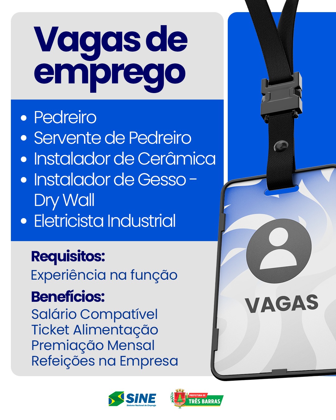SINE de Três Barras dispõe de Vagas de Emprego SINE de Três Barras dispõe de Vagas de Emprego