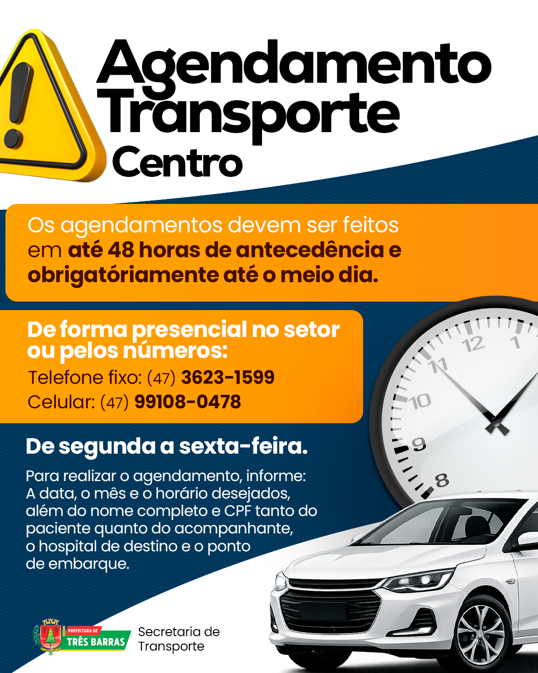 Atenção, moradores de Três Barras! Fique por dentro das regras para o Agendamento de Transporte da Saúde