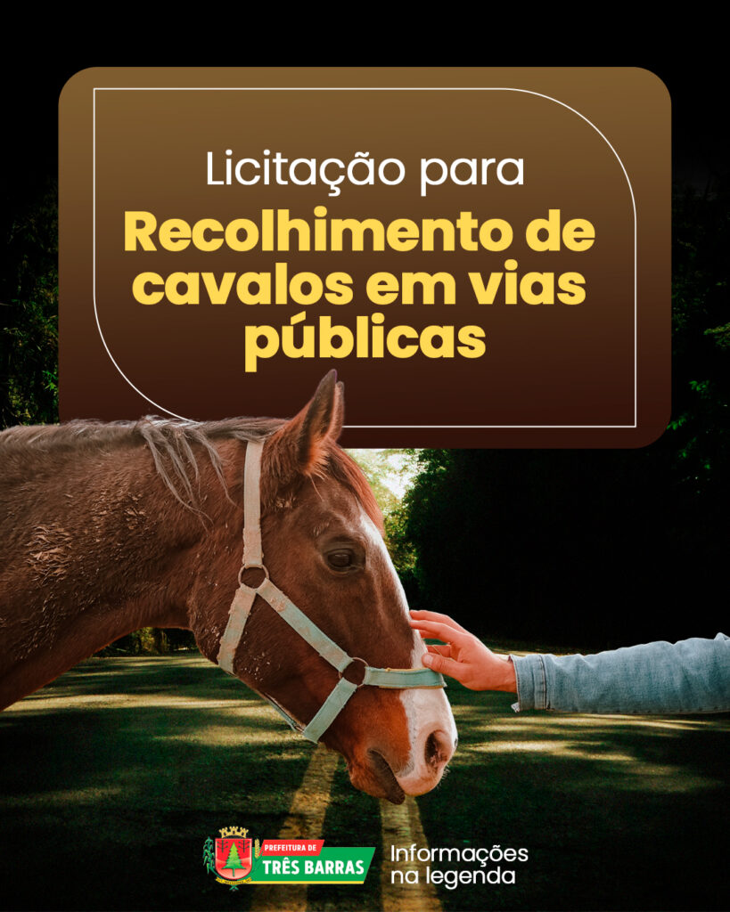 Três Barras abrirá em breve Processo de Licitação para recolhimento de cavalos em vias públicas Três Barras abrirá em breve Processo de Licitação para recolhimento de cavalos em vias públicas