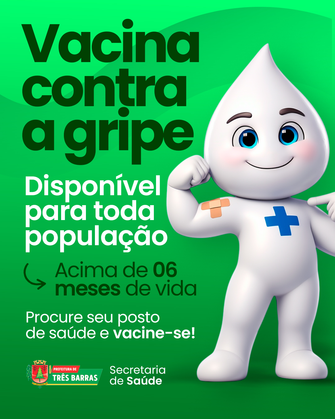 Vacina contra gripe já está disponível nos Postos de Saúde de Três Barras para toda população Vacina contra gripe já está disponível nos Postos de Saúde de Três Barras para toda população