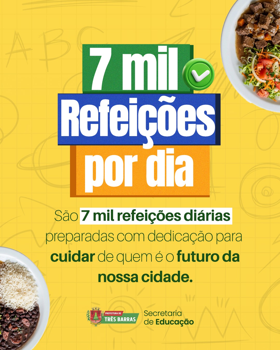 Mais de 7 mil refeições são servidas na Rede Municipal de Ensino de Três Barras
