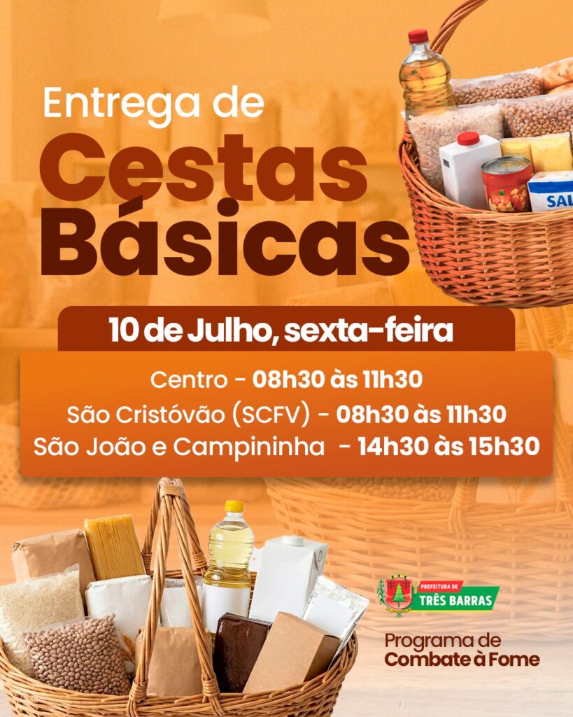 Prefeitura de Três Barras realiza nova entrega de cestas básicas do Programa de Combate à Fome Prefeitura de Três Barras realiza nova entrega de cestas básicas do Programa de Combate à Fome