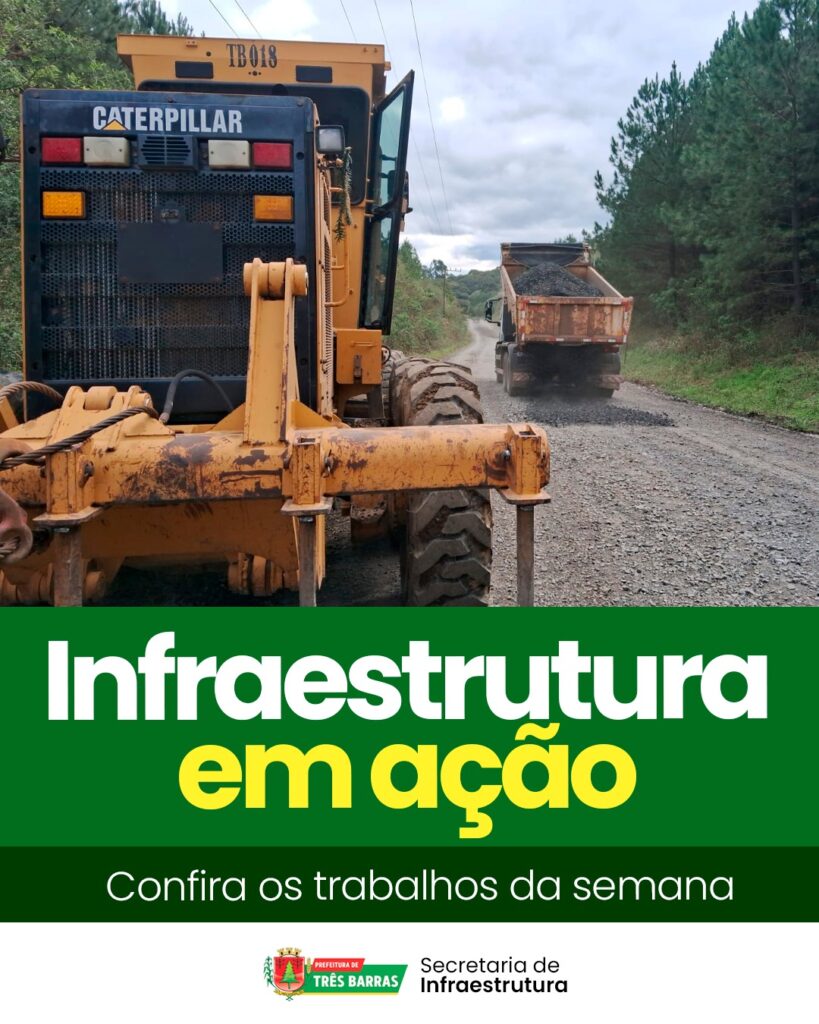 Infraestrutura de Três Barras realiza ações de melhorias na malha viária urbana e rural Infraestrutura de Três Barras realiza ações de melhorias na malha viária urbana e rural