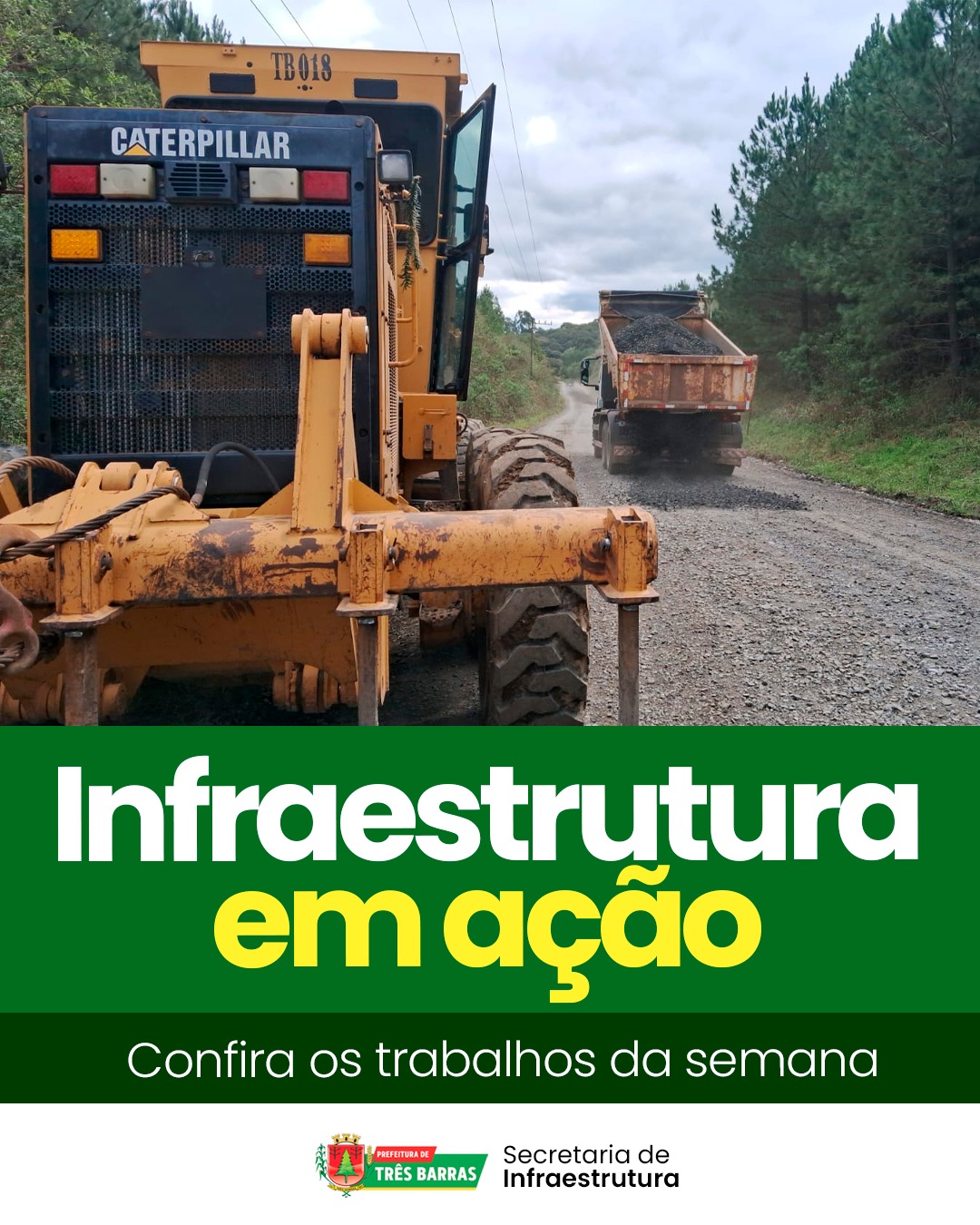 Infraestrutura de Três Barras realiza ações de melhorias na malha viária urbana e rural Infraestrutura de Três Barras realiza ações de melhorias na malha viária urbana e rural