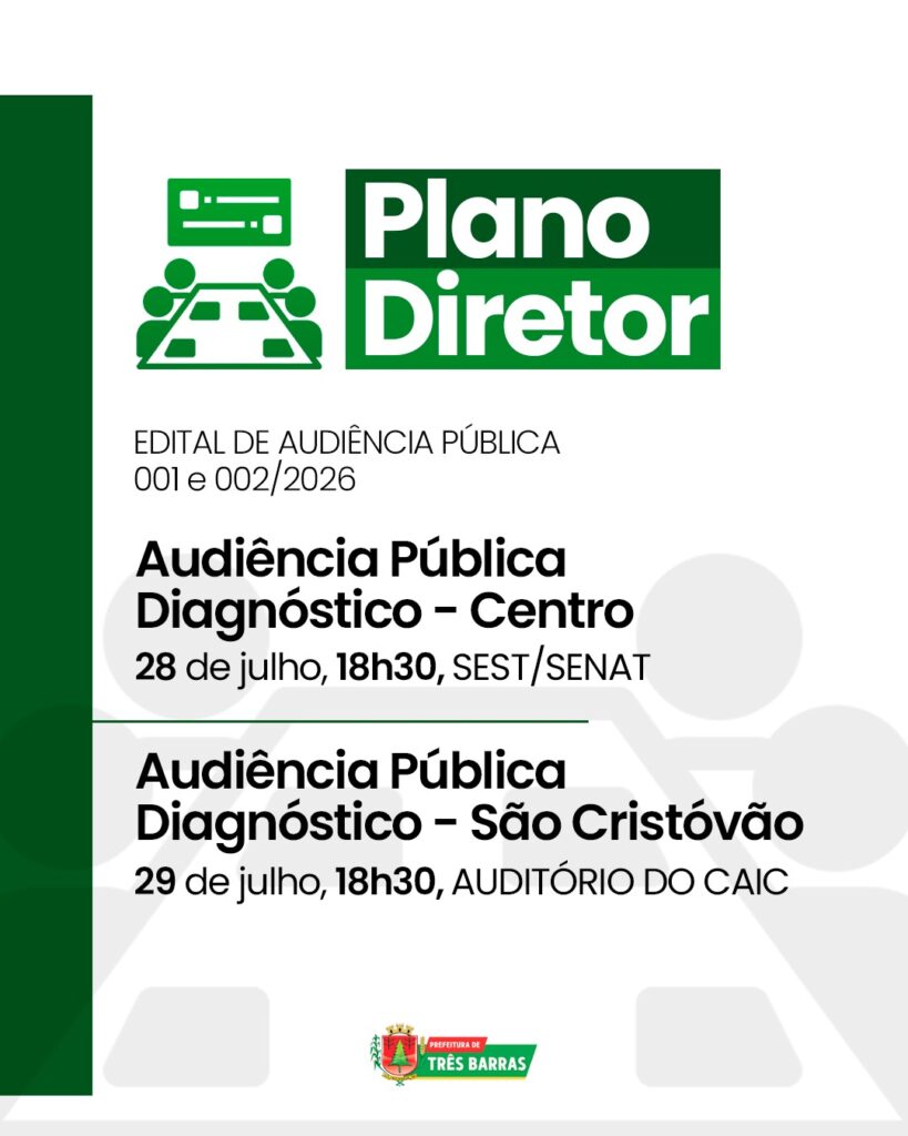 O futuro de Três Barras passa pelas suas mãos: Três Barras realiza nova etapa para discutir o Plano Diretor O futuro de Três Barras passa pelas suas mãos: Três Barras realiza nova etapa para discutir o Plano Diretor