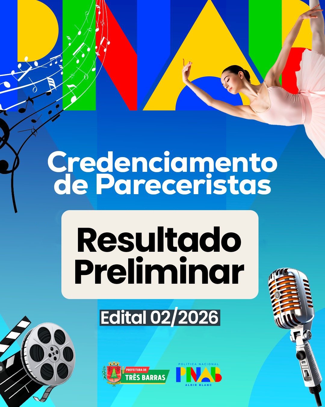 Prefeitura de Três Barras divulga Resultado Preliminar dos Pareceristas da PNAB Prefeitura de Três Barras divulga Resultado Preliminar dos Pareceristas da PNAB